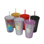 Wholesale Reusable Drinking Cups 16/24oz Multi Color Black Studded Tumbler With Lid And Straw