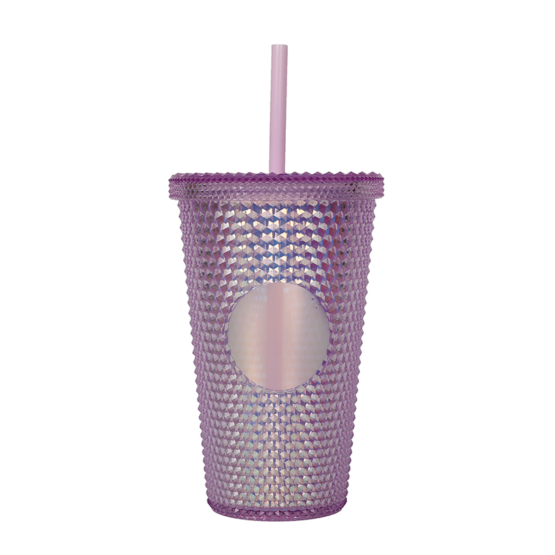 Wholesale Reusable Drinking Cups 16/24oz Multi Color Black Studded Tumbler With Lid And Straw