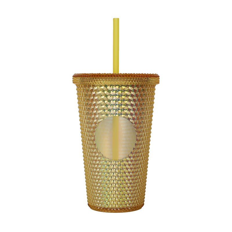 Wholesale Reusable Drinking Cups 16/24oz Multi Color Black Studded Tumbler With Lid And Straw