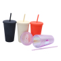 Wholesale Reusable Drinking Cups 16/24oz Multi Color Black Studded Tumbler With Lid And Straw