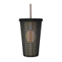 Wholesale Reusable Drinking Cups 16/24oz Multi Color Black Studded Tumbler With Lid And Straw