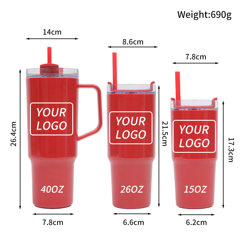 Customization 40oz solid color plastic cup set with straw 3 in1set tumbler