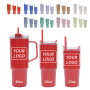 Customization 40oz solid color  plastic cup set with straw 3 in1set tumbler