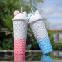 New wholesale black/red/pink Double wall 24oz straw cups plastic tumbler Cups with lids and straws party drink cups