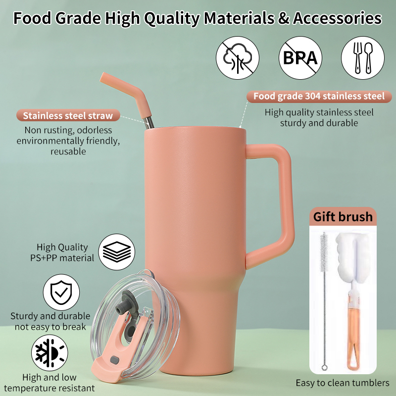 Wholesale 40oz Stainless Steel Tumbler Travel Vacuum Insulated Tumbler Cup with Handle Straw Lid