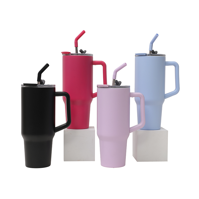 Wholesale 40oz Stainless Steel Tumbler Travel Vacuum Insulated Tumbler Cup with Handle Straw Lid