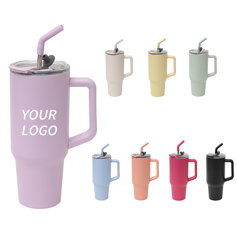 Wholesale 40oz Stainless Steel Tumbler Travel Vacuum Insulated Tumbler Cup with Handle Straw Lid
