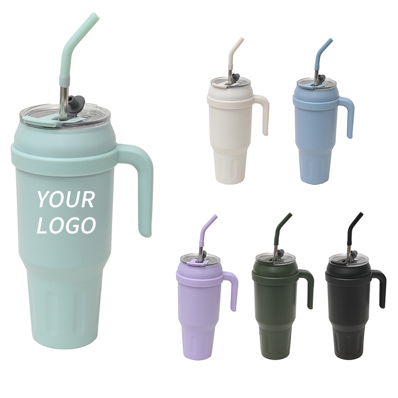 Hot Sale Customizable 50 OZ Powder Coated Beer Mug 1500ml Thermal Travel Tumblers Stainless Steel 40oz Tumbler With Handle