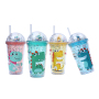 Reusable 480ml cartoon dinosaur plastic water bottle party cute gift plastic mug tumbler with straw  lid
