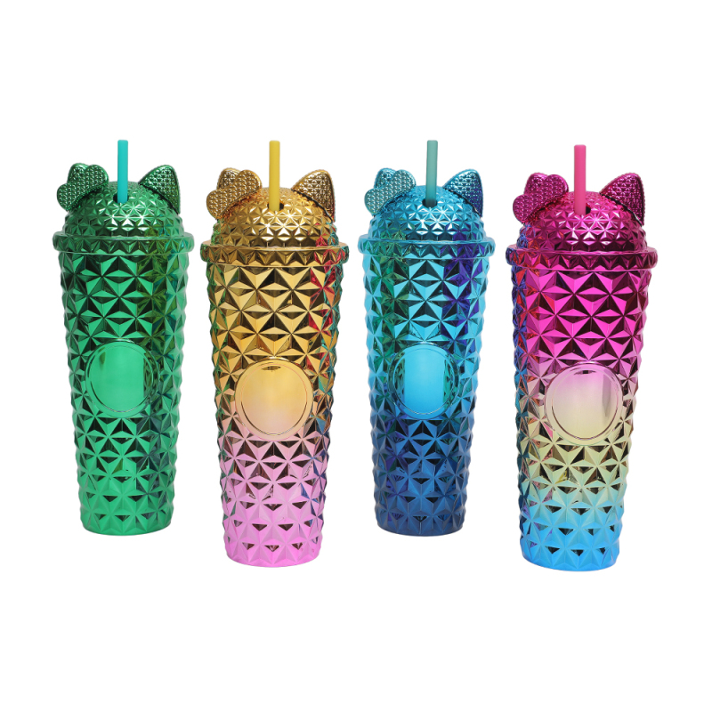Popular Products 2024 Printed Logo Plastic Snow Globe Tumbler 24oz Plastic Tumbler