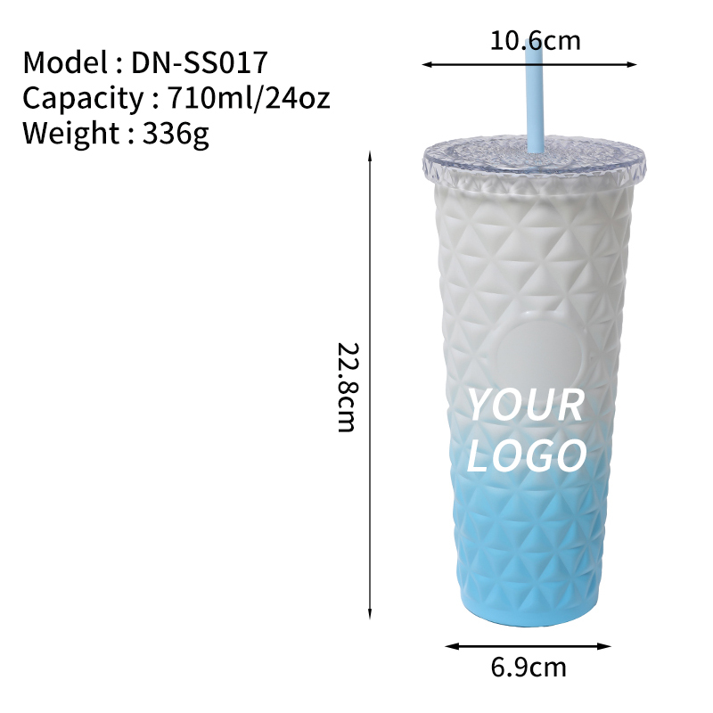 New arrival custom logo crystal stainless steel reusable acrylic cup mug tumbler with straw and lid