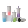 New arrival custom logo crystal stainless steel reusable acrylic cup mug tumbler with straw and lid