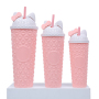 Hot Selling Plastic Cup 3 mugs for 1 set 35oz/26oz,15oz In Bulk Cartoon Kitty Cat Water Bottles  Coffee Cup Studded Tumblers