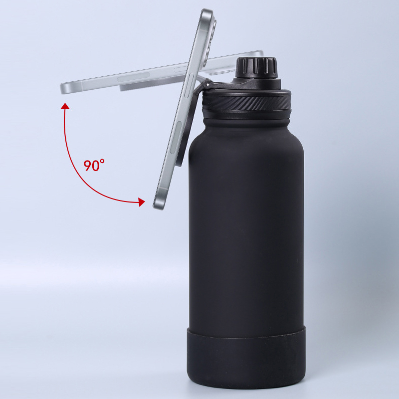 Magnetic Stainless Steel Lid Wide Mouth Water Bottle Multi-Angle Stand Lid Travel Insulated Bottle