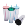 26oz Double Layer Plastic Sippy Cup With Lid reusable Plastic Insulated Plastic Cup With Straw