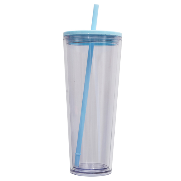 26oz Double Layer Plastic Sippy Cup With Lid reusable Plastic Insulated Plastic Cup With Straw