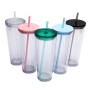 26oz Double Layer Plastic Sippy Cup With Lid reusable Plastic Insulated Plastic Cup With Straw