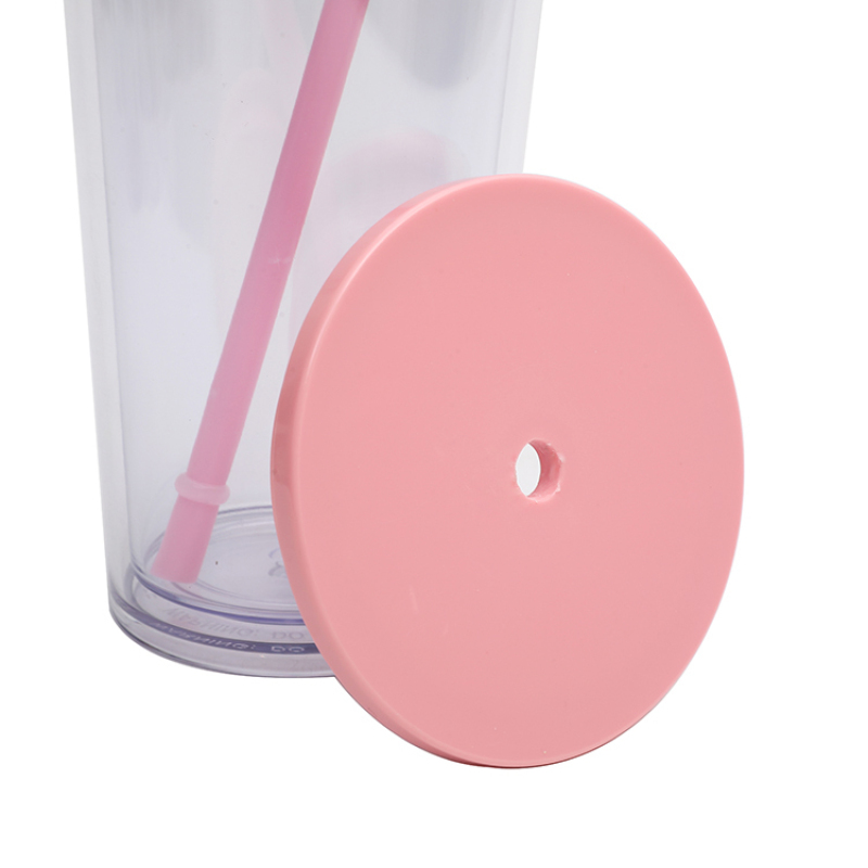 26oz Double Layer Plastic Sippy Cup With Lid reusable Plastic Insulated Plastic Cup With Straw