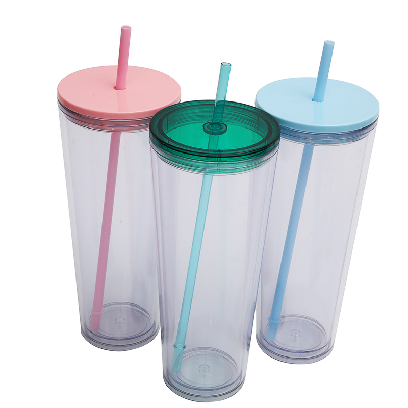 26oz Double Layer Plastic Sippy Cup With Lid reusable Plastic Insulated Plastic Cup With Straw