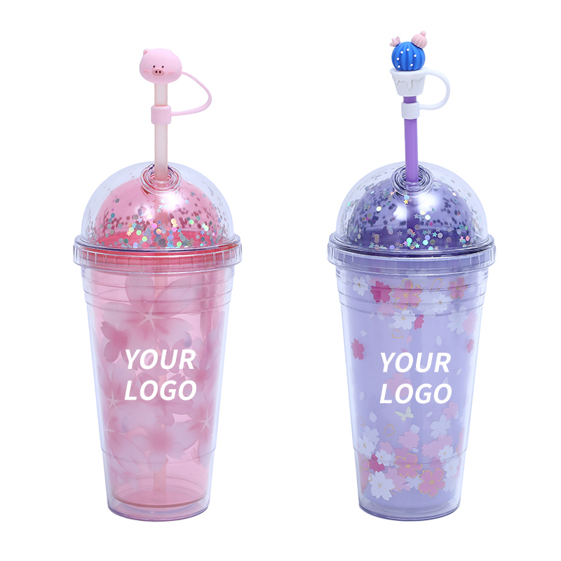 Top Quality creative clear plastic cute coffee cup custom logo kids water mug for school