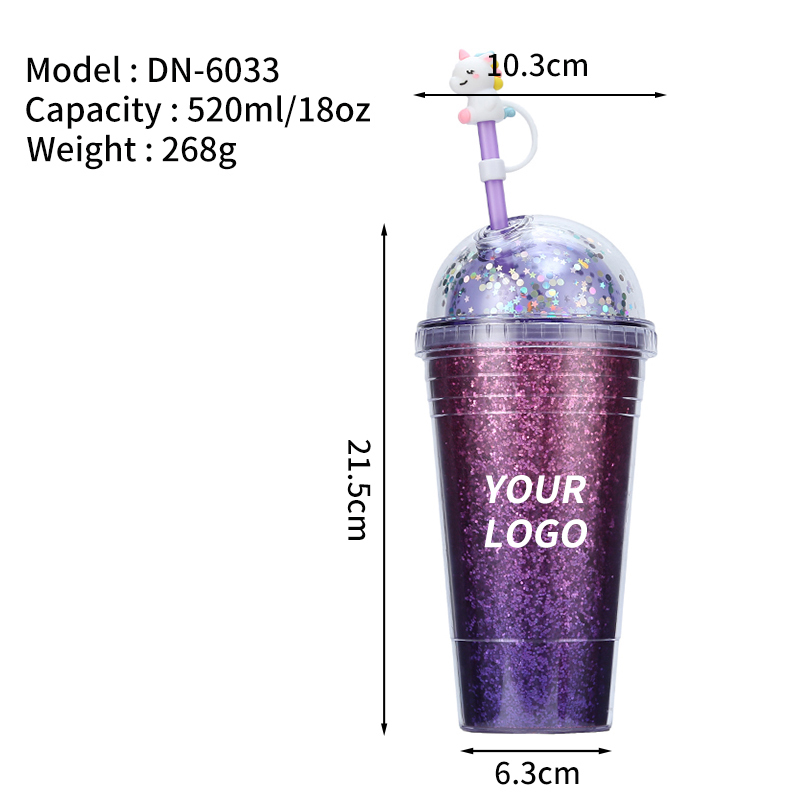 Top Quality creative clear plastic cute coffee cup custom logo kids water mug for school