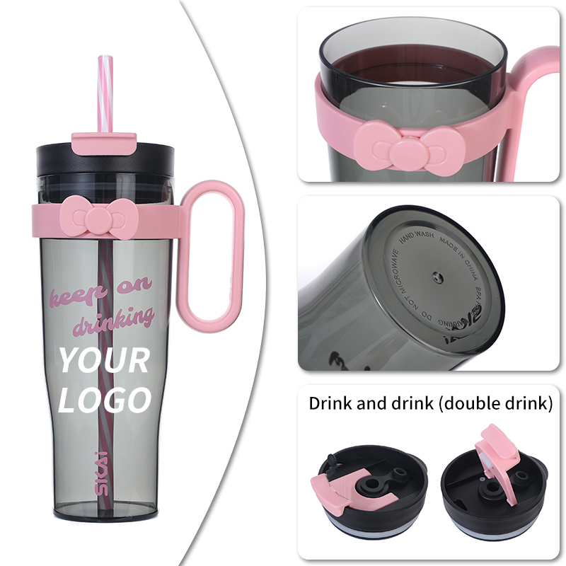 1200ml 40oz clear double drinking water bottle plastic water bottle wholesale cooler jug with handle sport bottle water