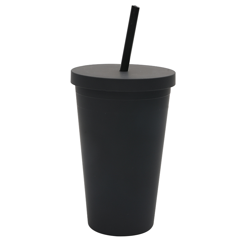 Cheap Double Wall Skinny Acrylic Cup Pastel Colored Matte Tumblers 16oz Plastic Reusable Tumbler Cups With Straw Lid