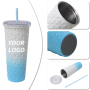 wholesale Price 24 oz double wall 304 Stainless Steel straw tumbler gradient crystal Vacuum cup