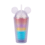 16oz mini fancy Customized logo Double Layer studded plastic cute Cats Ears Lid Tumbler Cup water bottle insulated tumbler