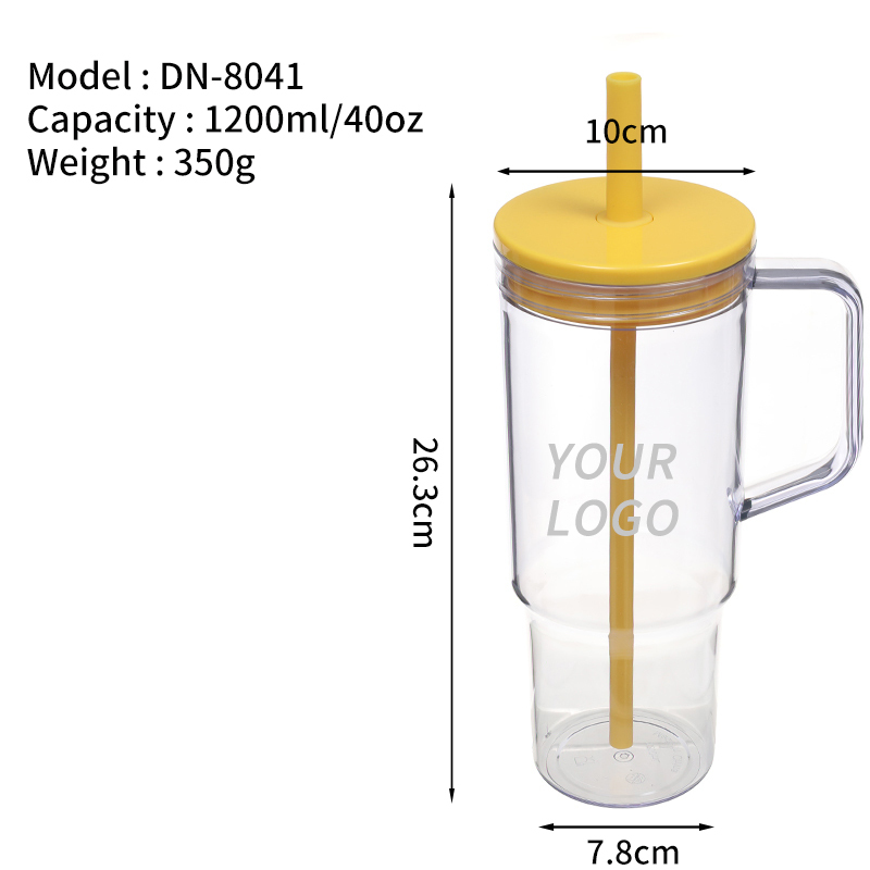 40oz Reusable Coffee Tumbler Larger Water Bottle Plastic Iced Drinking Cup With Lids And Straw