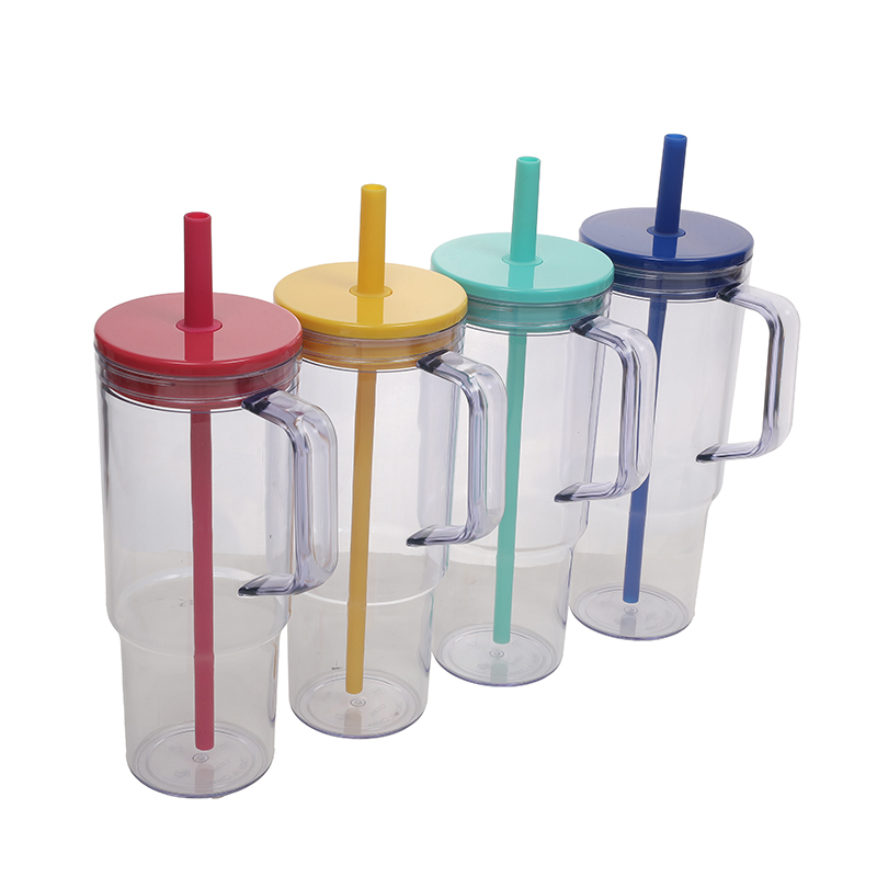 40oz Reusable Coffee Tumbler Larger Water Bottle Plastic Iced Drinking Cup With Lids And Straw