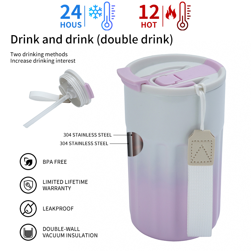Double Wall Portable Coffee Tumbler Insulated Mug 304 Stainless Steel Vintage Drink Cup Car Trend Vaccum Thermos Tea Milk