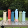 New 500ml 304 Stainless Steel Sports Water Bottle | Wide Mouth & Portable Handle | Outdoor Vacuum Insulated Sipper Lid Cup