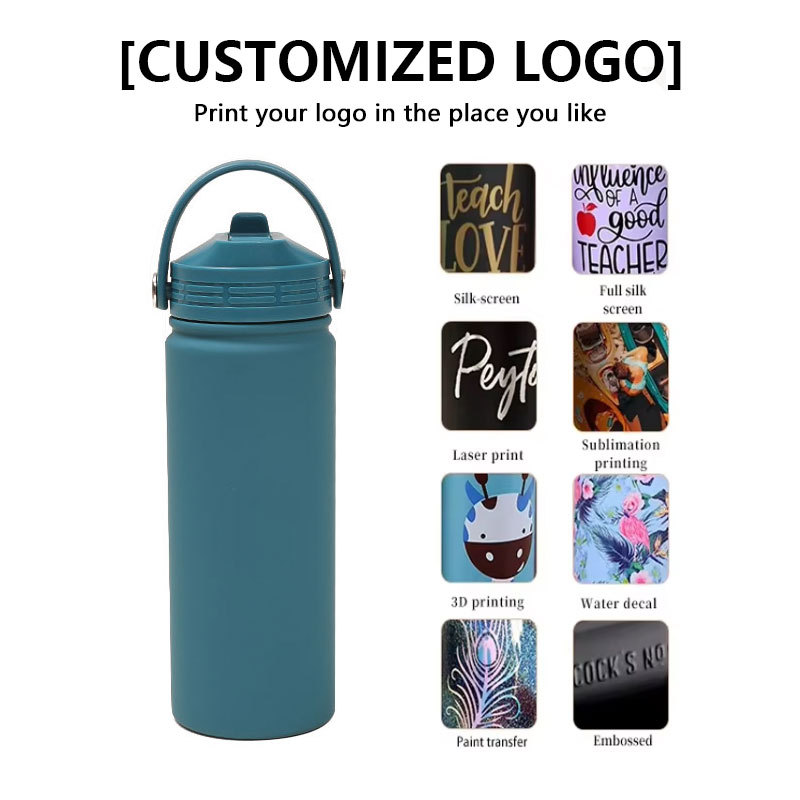 New 500ml 304 Stainless Steel Sports Water Bottle | Wide Mouth & Portable Handle | Outdoor Vacuum Insulated Sipper Lid Cup