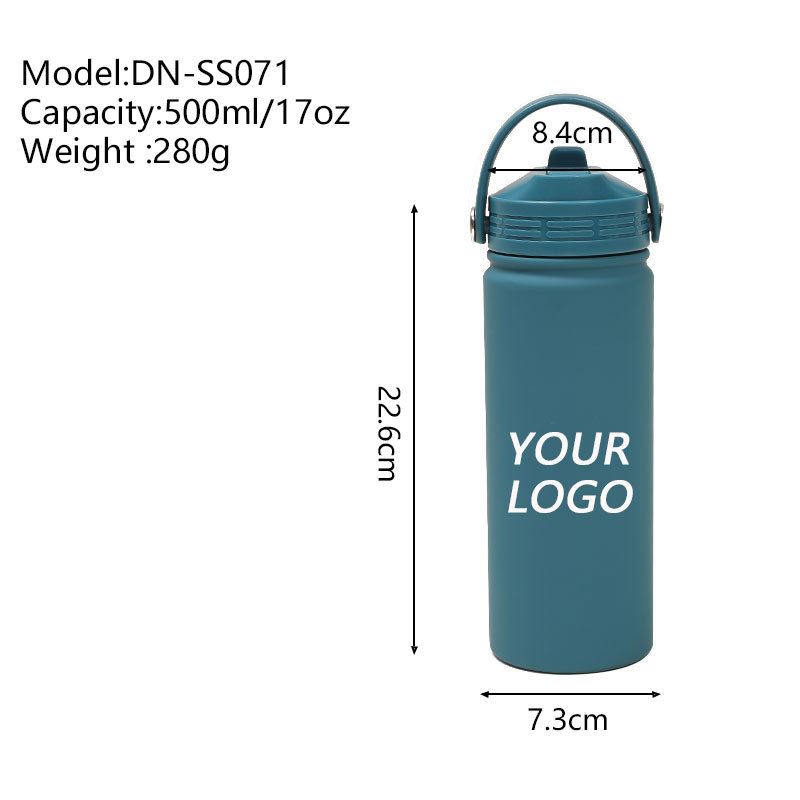 New 500ml 304 Stainless Steel Sports Water Bottle | Wide Mouth & Portable Handle | Outdoor Vacuum Insulated Sipper Lid Cup