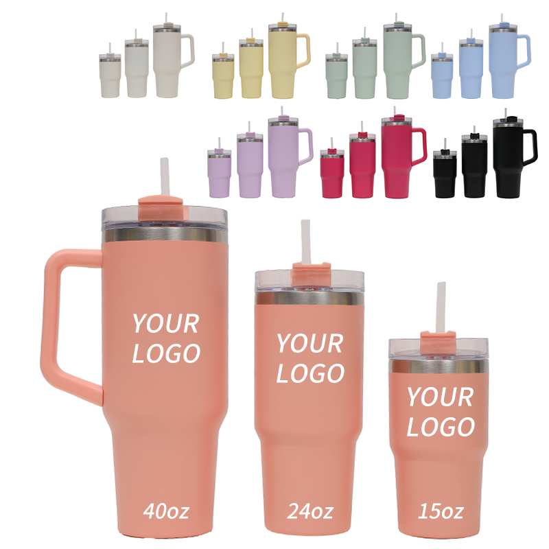 3 pieces 15oz 24oz 40oz Water Bottle Stainless Steel Double Wall Mug Vacuum Insulated Water Tumblers Sets ( 3 in 1 Tumbler )