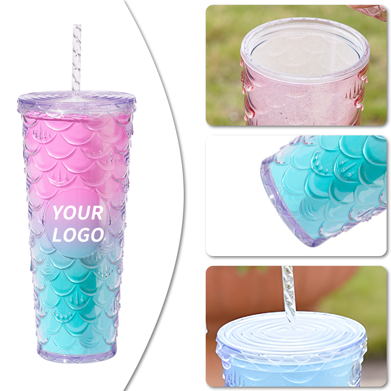 Wholesale Diamond Cup 24 Oz Colorful Double Wall Plastic Studded Tumbler With Straw And Lid