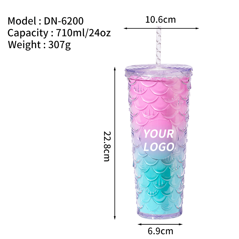 Wholesale Diamond Cup 24 Oz Colorful Double Wall Plastic Studded Tumbler With Straw And Lid