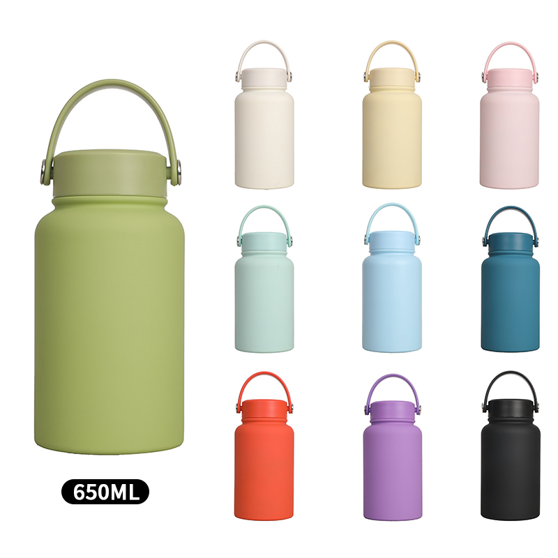 New Stainless Steel Insulated Bottle One Bottle with Three Lids 650ml Stainless Steel Portable Outdoor Bottler Sports Bottle