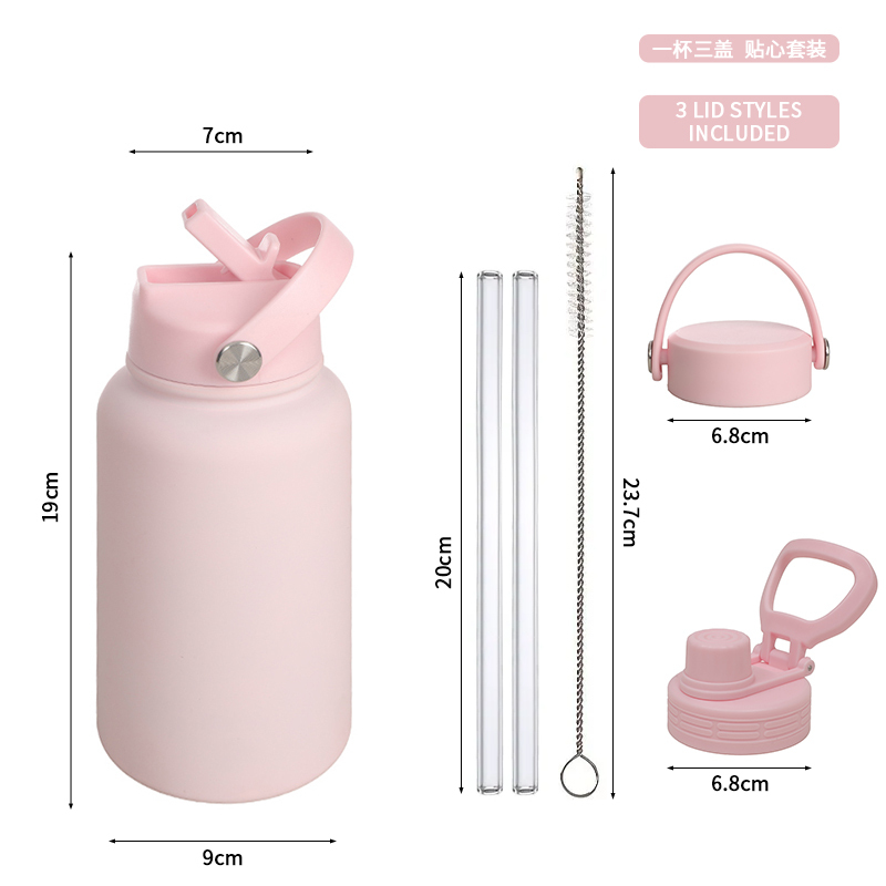 New Stainless Steel Insulated Bottle One Bottle with Three Lids 650ml Stainless Steel Portable Outdoor Bottler Sports Bottle