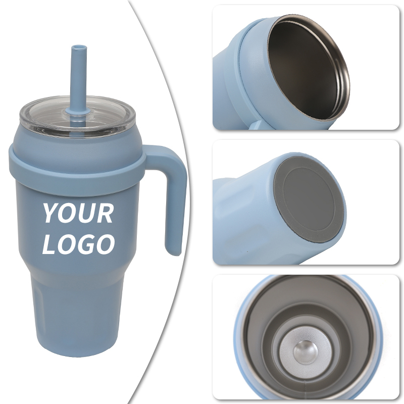 Wholesale Large Insulated Travel Mug camping tumbler 40 Oz Stainless Steel Tumbler With Handle And Straw Lid