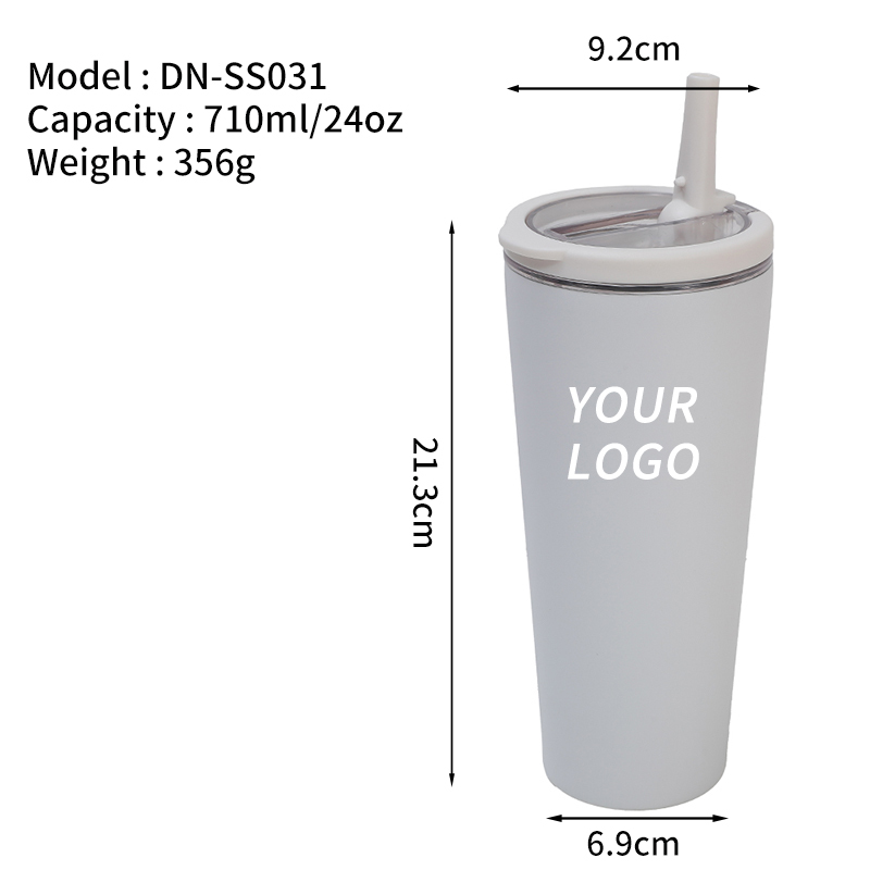 Wholesale double wall 304 stainless steel cup 24oz Vacuum Insulated Tumbler thermal cups coffee mugs with straw handle iced cup
