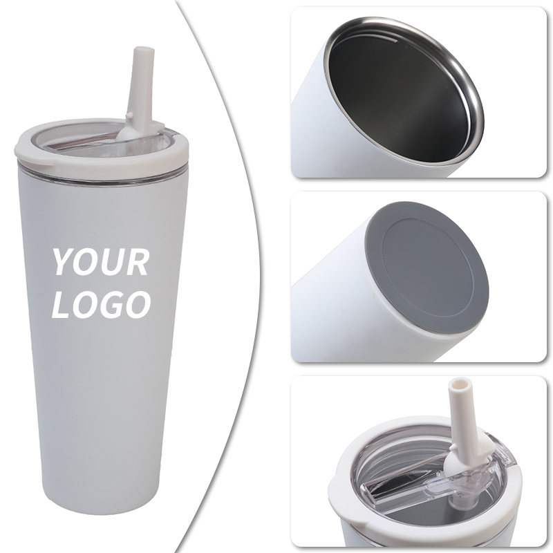 Wholesale double wall 304 stainless steel cup 24oz Vacuum Insulated Tumbler thermal cups coffee mugs with straw handle iced cup
