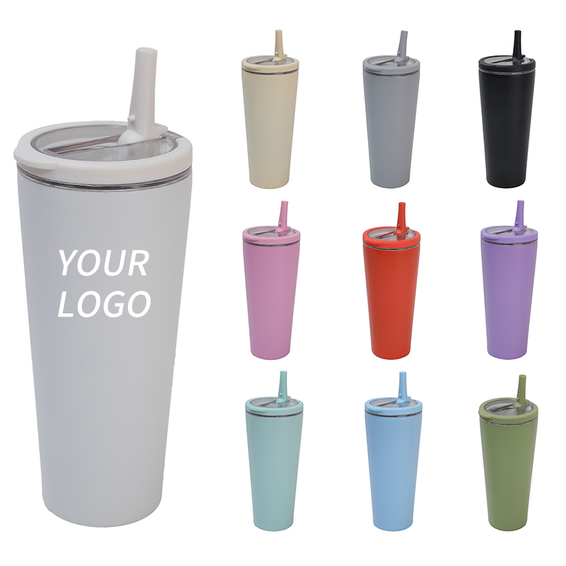 Wholesale double wall 304 stainless steel cup 24oz Vacuum Insulated Tumbler thermal cups coffee mugs with straw handle iced cup