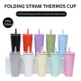 Wholesale double wall 304 stainless steel cup 24oz Vacuum Insulated Tumbler thermal cups coffee mugs with straw handle iced cup