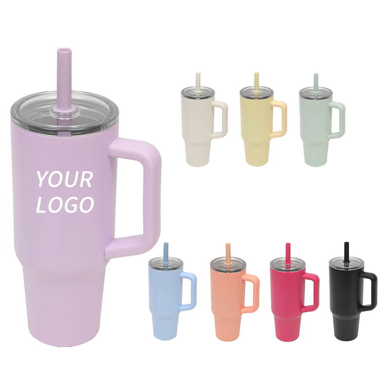 New Fashion 40oz Drink Tumbler Coffee Mug Stainless Steel Vacuum Insulated Double Wall Sippy Cup With Handle Straw Lids