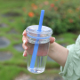 Wholesale Tritan Reusable Personalized Beverage Coffee Mug Tumbler Plastic Cup with Lid and Straw