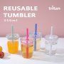 Wholesale Tritan Reusable Personalized Beverage Coffee Mug Tumbler Plastic Cup with Lid and Straw