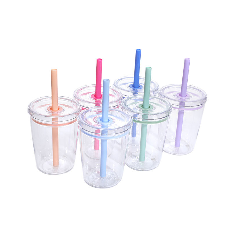 Wholesale Tritan Reusable Personalized Beverage Coffee Mug Tumbler Plastic Cup with Lid and Straw