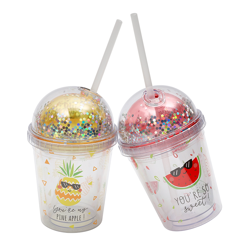 Unicorn Double Wall Dome Lids Plastic Cups With Straws Custom Drink Tumbler Mugs For Milk Tea Coffee,juice and Water